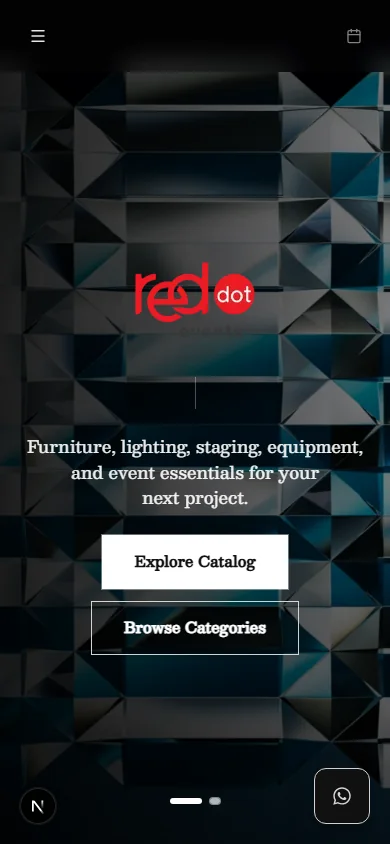 The same rental catalogue on a phone